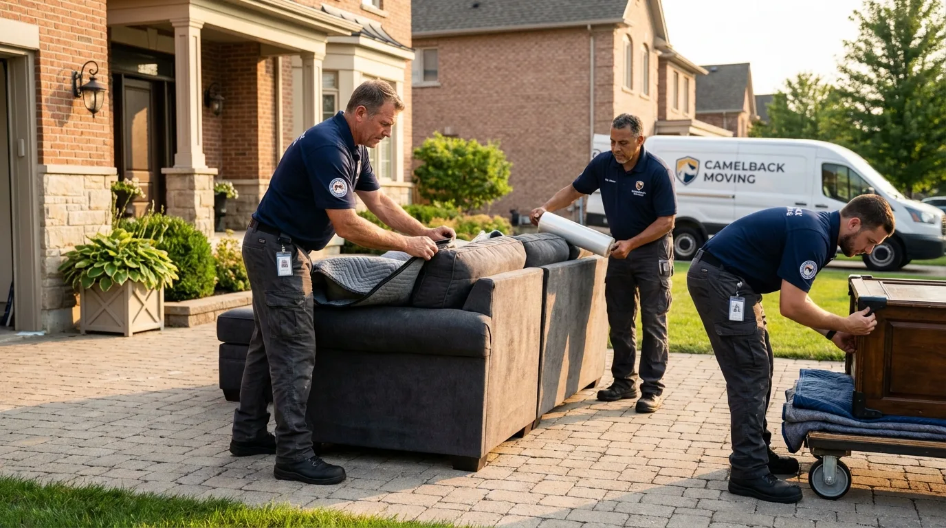 Large estate moving crew wrapping furniture in Richland, MS